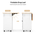 Noelse Kitchen Island with Storage, Island Table for Kitchen with Drop Leaf, Spice Rack, Towel Bar for Small Kitchens, White