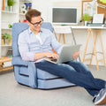 Folding Lazy Sofa Floor Chair with 6-Position Adjustable Backrest, Lumbar Pillow & Armrests, Indoor Chaise Lounge Sofa for Gaming, Living Room