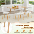 Set of 4 Windsor Dining Chairs, Modern Armless Side Kitchen Chairs with Spindle Back, Curved Seat & Solid Wood Legs for Living Room, Restaurant