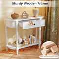 36" 2-Tier Retro Console Table with Storage Drawer & Open Shelf, Solid Wood Narrow Entryway Sofa Table for Living Room, Foyer & Hallway