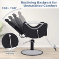 Reclining Barber Chair, 360° Swivel Salon Chair with Heavy Duty Hydraulic Pump, Adjustable Height & Headrest for Hair Styling, Makeup, Tattoo