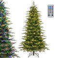6/7.5/9 FT Pre-lit Artificial Christmas Tree with 260/380/560 Multicolor Lights, 714/1162/1770 Branch Tips, 11 Lighting Modes, Remote & Timer