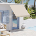 AECOJOY Manual Retractable Awning, 78" Non-Screw Outdoor Patio Awning, Beige