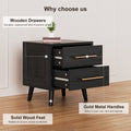 Noelse 3 Piece Bedroom Furniture Set, 6 Drawer Dresser with 2 Nightstands, Modern Wood Storage Organizer with Metal Handles for Bedroom, Living Room, Black