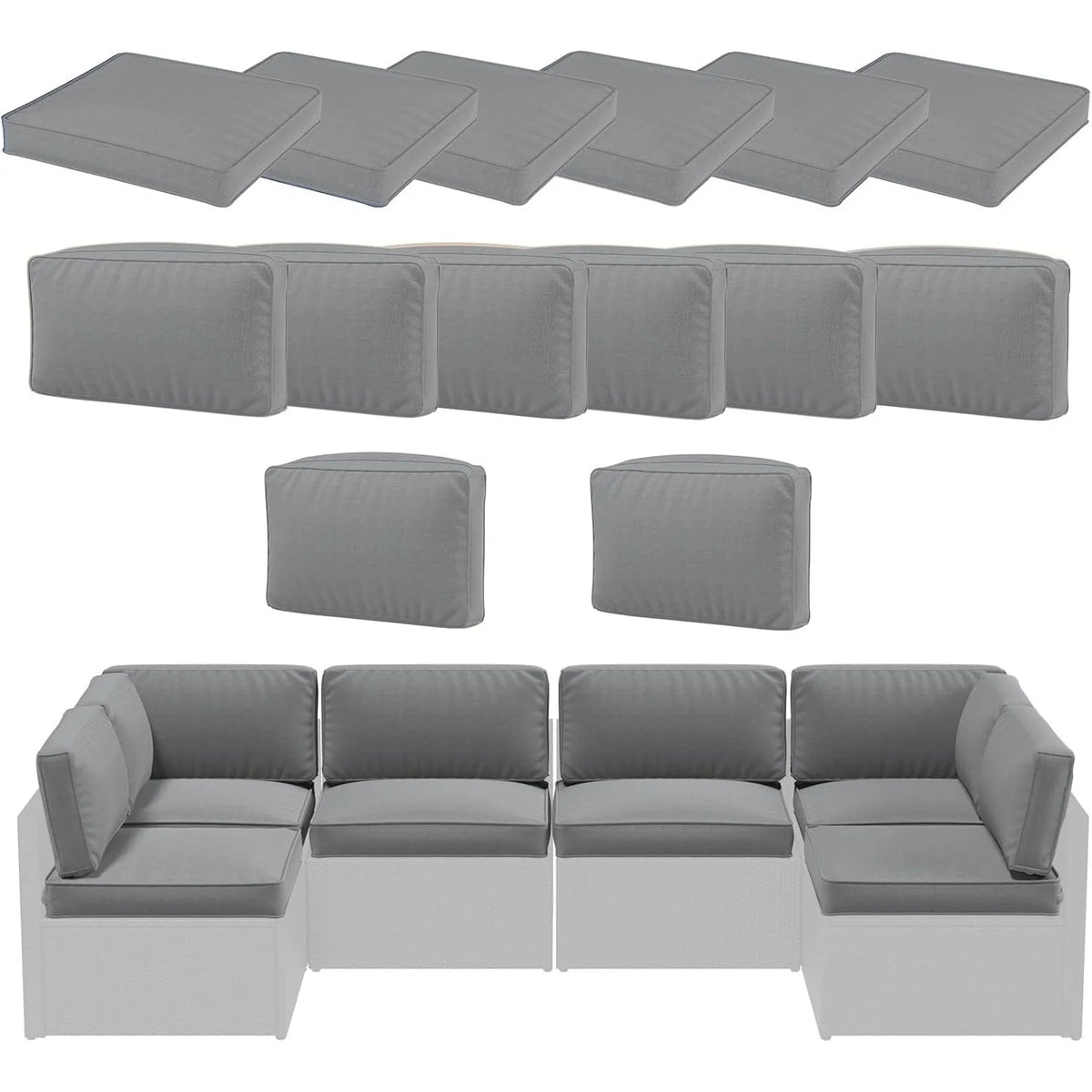 AECOJOY Outdoor Cushions for Patio Furniture 14PCS Outdoor Cushion Covers Replacement Washable with Zipper
