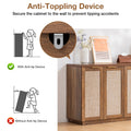 Hommpa Sideboard Buffet Cabinet Rattan Kitchen Storage Organizer with 5 - Position Adjustable Shelf & 2 Doors Boho Farmhouse Accent Cabinets TV Console for Living Dining Room Coffee Bar