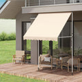 AECOJOY Manual Retractable Awning, 78" Non-Screw Outdoor Patio Awning, Beige