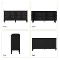 HLR 48" Accent Cabinet with 4 Doors, Vintage Hollow Carving Storage Credenza, Sideboards and Buffets Cabinet for Living Room, Kitchen, Dining Room, Entryway