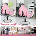 Reclining Barber Chair, 360° Swivel Salon Chair with Heavy Duty Hydraulic Pump, Adjustable Height & Headrest for Hair Styling, Makeup, Tattoo