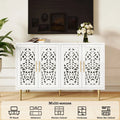 HLR 48" Accent Cabinet with 4 Doors, Vintage Hollow Carving Storage Credenza, Sideboards and Buffets Cabinet for Living Room, Kitchen, Dining Room, Entryway - 31.5"-2door-Black